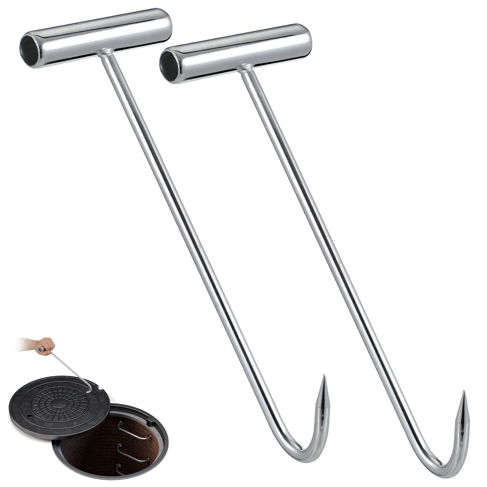 2 Pcs Manhole Cover Hooks Manh - Manhole Cover Lifting review and price
